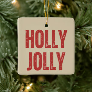 Glad och Munter Retro Familje Jul Matchande  Julgransprydnad Keramik
