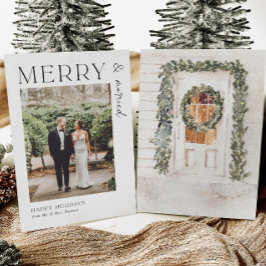 Glad och nygift herr och fru Jul Julkort