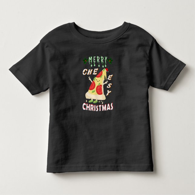 Glad och ostig jul Xmas Tomte Pizza jul T Shirt (Framsida)