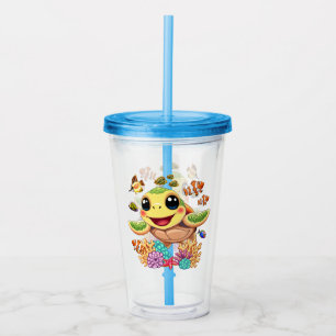 Glad och söt karaktär av havssköldpadda baby take away mugg