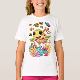 Glad och söt karaktär av havssköldpaddsunge t shirt