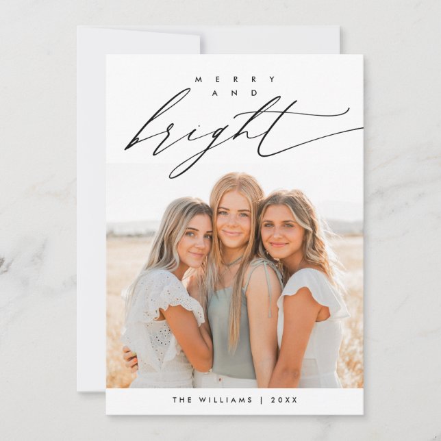 Glad och strålande, julfamilj fotoöverlägg julkort (Framsida)