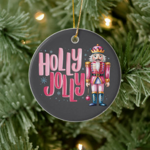Glad och tokig nötknäppare jul coquette snygg julgransprydnad keramik