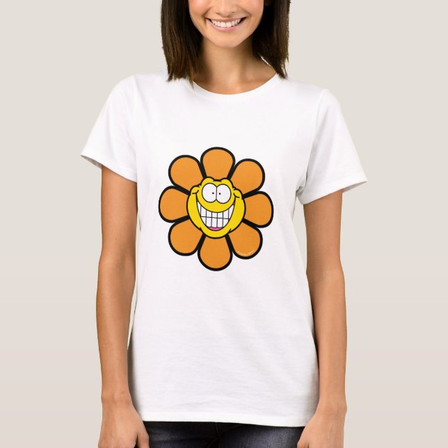 Glad Orange Blomma Tee (Framsida)