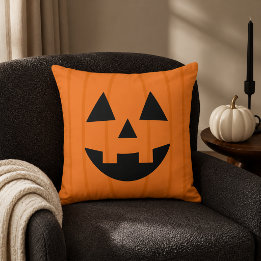 Glad Orange Pumpa Leende Halloween Kudde