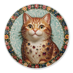 Glad orange tabby katt mosaik blomma knopp