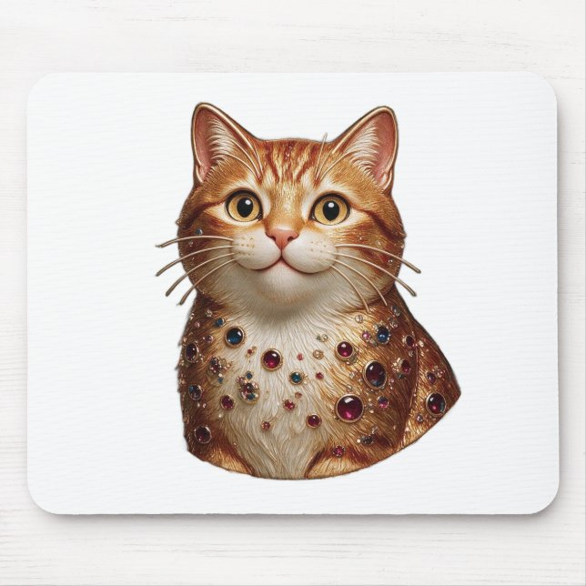 Glad orange tabbykatt  musmatta (Framsidan)