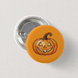 Glad Orange Tecknad Halloweenpumpa Knapp
