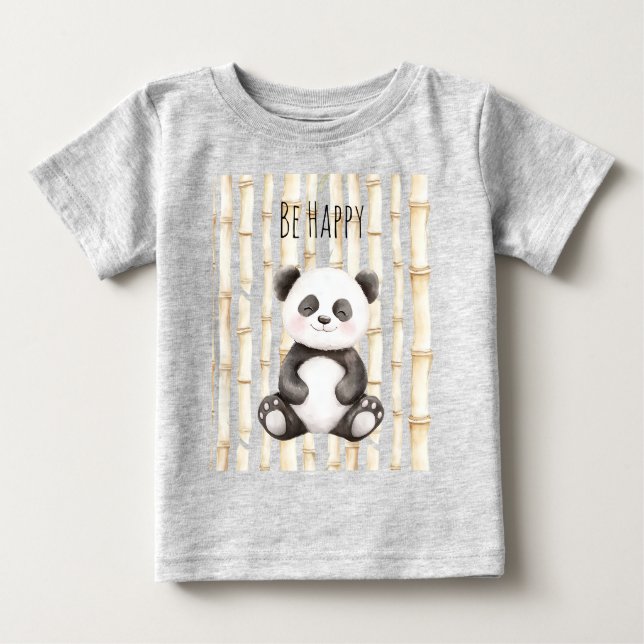 Glad Panda Bambus T Shirt (Framsida)