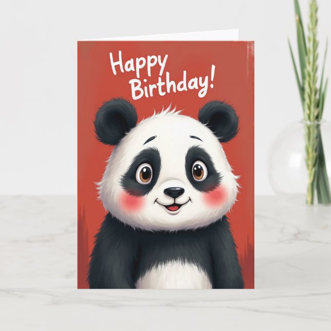 Glad Panda Födelsedagskort Kort (Framsida)