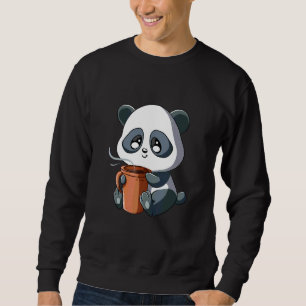 Glad Panda Kaffe och Baristor Lång Ärmad Tröja