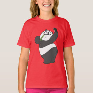 Glad Panda som dansar med Bambubarn T-Shirt