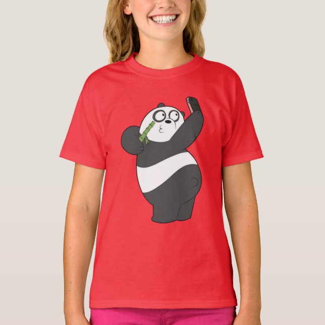 Glad Panda som dansar med Bambubarn T-Shirt (Framsida)