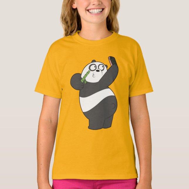 Glad Panda som dansar med Bambubarn T-Shirt (Framsida)