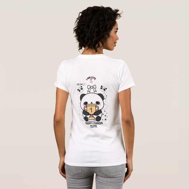 Glad Panda Söt T-Shirt – Bedårande Leende Panda  (Hel baksida)