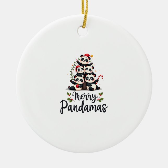 Glad Pandamas Pun Panda Jul (2) Julgransprydnad Keramik (Framsidan)