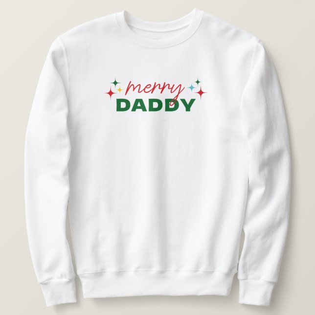 Glad Pappa Söt Färgrik Skrift Jul Lång Ärmad Tröja (Design framsida)