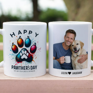 Glad Pappadagen Vattenfärg Hund Pappa Kaffemugg