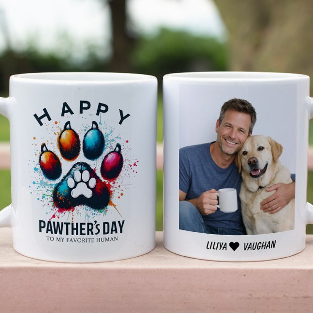 Glad Pappadagen Vattenfärg Hund Pappa  Kaffemugg (Happy Pawther’s Day Watercolor Dog Dad Mug
)