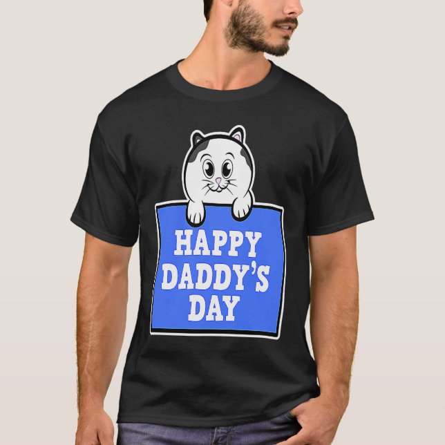 Glad pappadagskatt  Fars dag T Shirt (Framsida)
