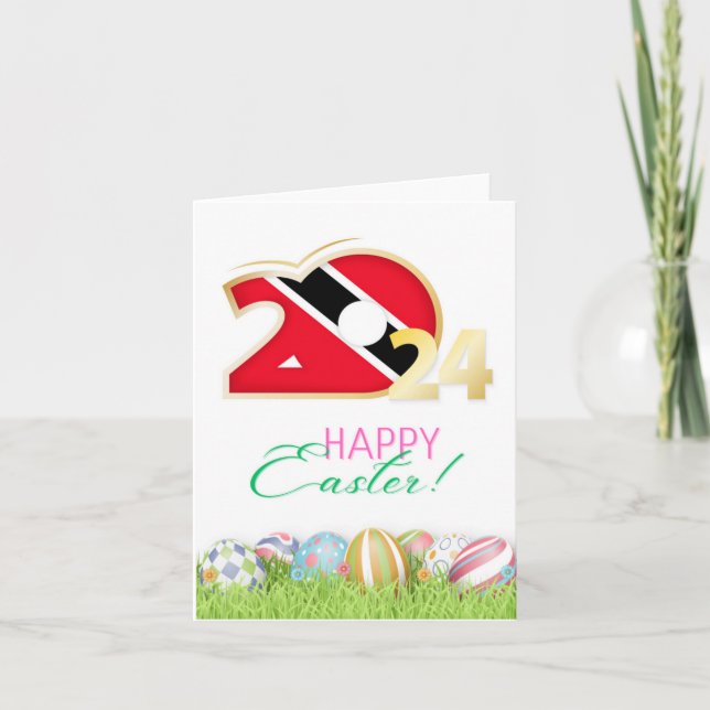 Glad påsk 2024-hälsningskort "Trinidad Andtoba" Kort (Framsida)