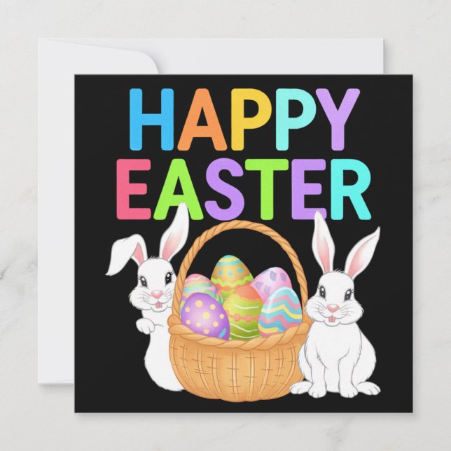 Glad Påsk 2025  Ägg Bunny Söt Kanin Julkort (Framsida)