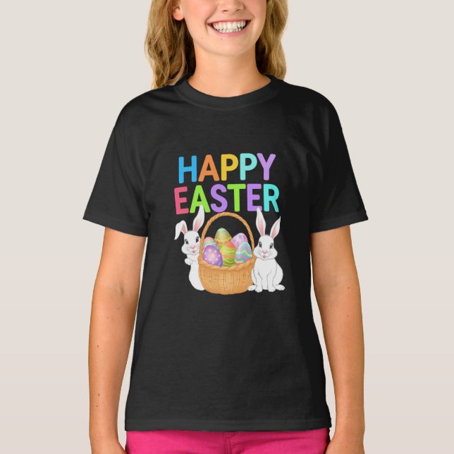 Glad påsk 2025  Ägg Kanin Söt kanin T Shirt (Framsida)