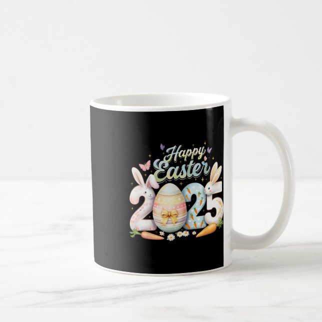 Glad påsk 2025 Bunny Rabbit Ansikte Påsk Day Wom Kaffemugg (Höger)