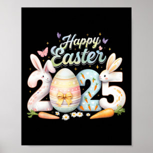 Glad påsk 2025 Bunny Rabbit Ansikte Påsk Day Wom Poster