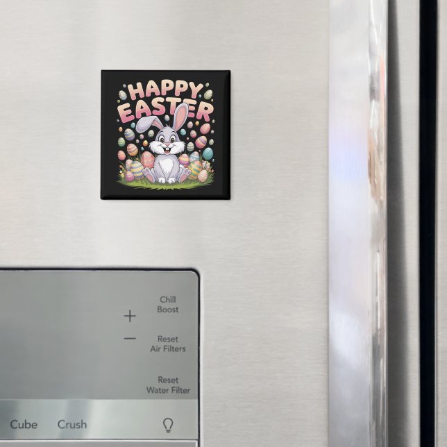 Glad påsk 2025 Eggs Bunny Cute Rabbit Magnet (In Situ (Fridge))