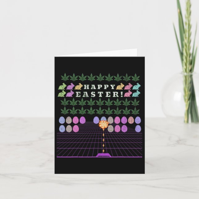 Glad påsk 2025 - Lustigt Meme Bunny Gaming Tee Kort (Framsida)