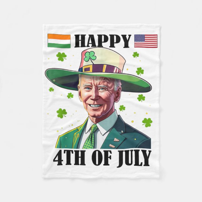 Glad påsk 4:e Joe Biden St Patricks Da Fleecefilt (Framsidan)