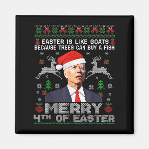 Glad påsk 4:e rolig Biden ful jul Swe Magnet