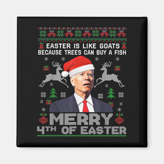 Glad påsk 4:e rolig Biden ful jul Swe Magnet (Framsidan)