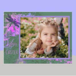 Glad påsk Abstrakt Blommigt Art Photo Ram Postc Vykort