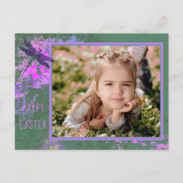 Glad påsk Abstrakt Blommigt Art Photo Ram Vykort