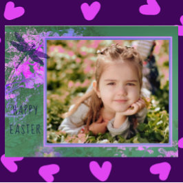 Glad påsk Abstrakt Blommigt Art Photo Ram Vykort
