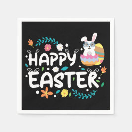 Glad påsk, ägg, Bunny & Flowers Pappersservett