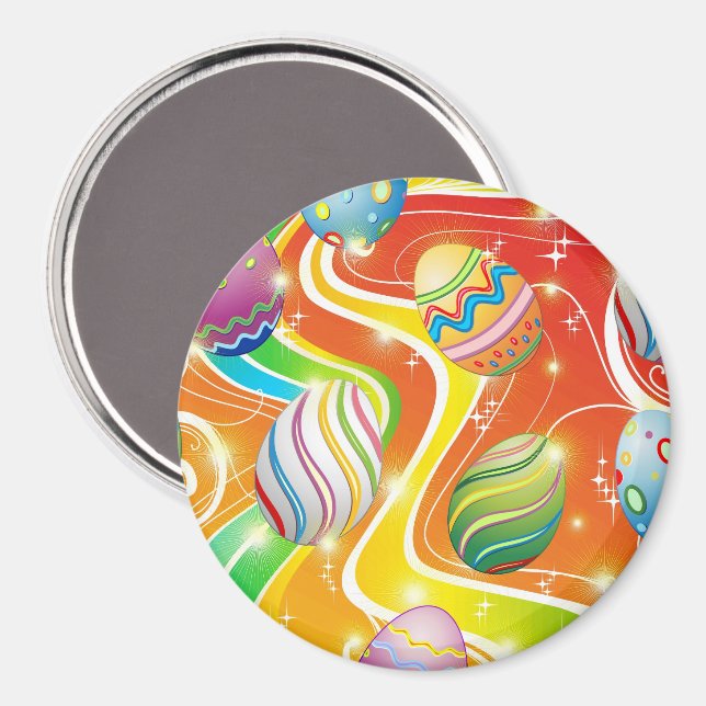 Glad Påsk Ägg Festlig Mönster Magnet (Front/Back)