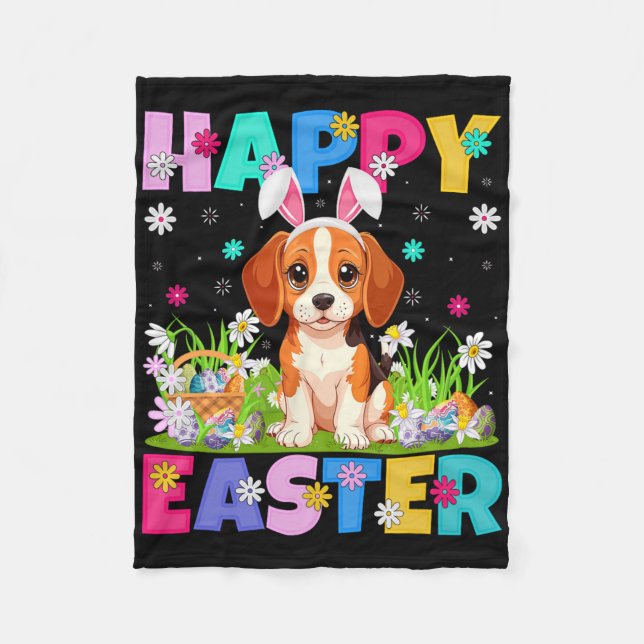 Glad påsk ägg jakt kanin öra Beagle hund Beagle  Fleecefilt (Framsidan)