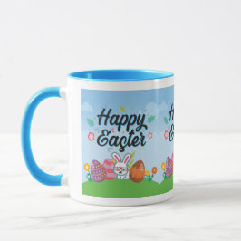 Glad Påsk Ägg Kanin & Blommor Mugg