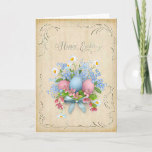 Glad påsk äggblommor med Parchment Hälsning Kort