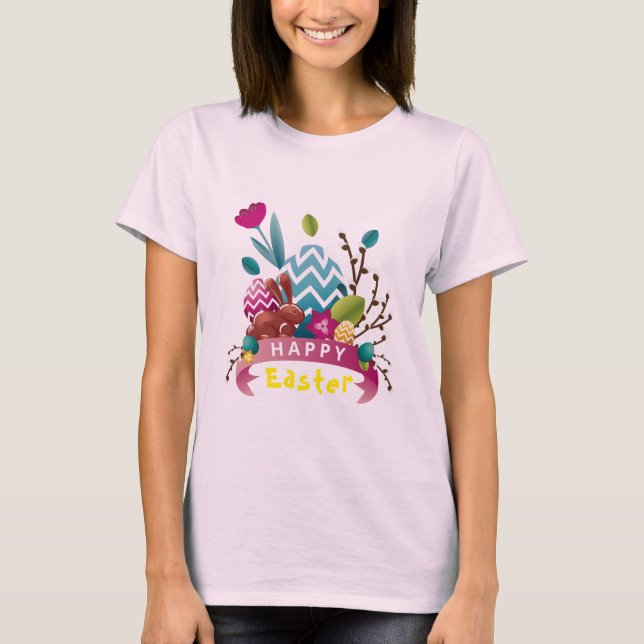 Glad påsk, äggdesign t shirt (Framsida)