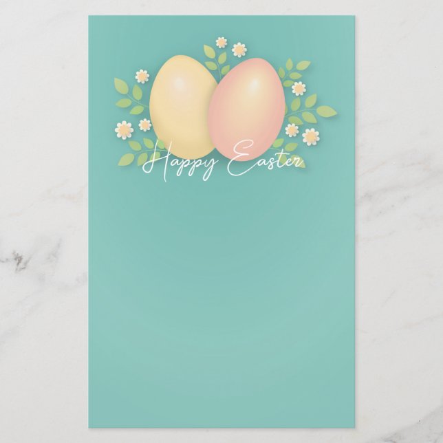 Glad påsk-äggens pastellmodell blommigt vår brevpapper (Framsida)