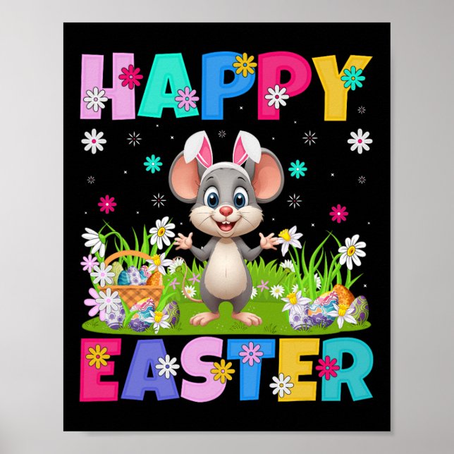 Glad Påsk Äggjakt Kanin Öra Råtta Påsk  Poster (Framsidan)