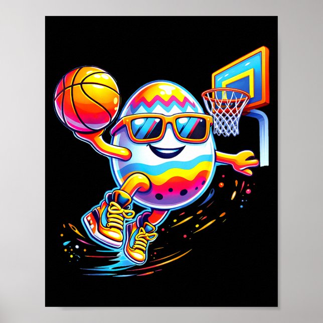 Glad påsk äggnedstörtande kanin basketboll pojkarG Poster (Framsidan)
