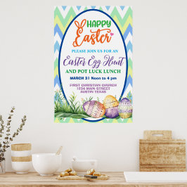 Glad påsk, äggsökning och Pot Luck Poster