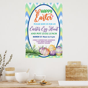 Glad påsk, äggsökning och Pot Luck Poster