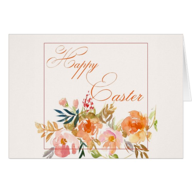 Glad påsk akvarell blommig hälsningskort (Framsidan Horizontal)