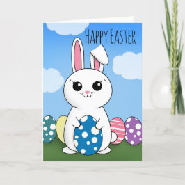 Glad påsk Alla Cute Bunny WIth Eggs Helgkort